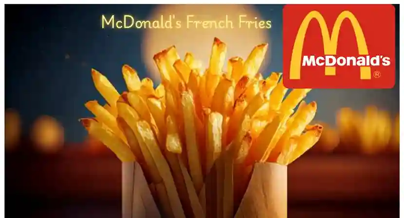 A close-up of crispy, golden McDonald's French Fries in a red carton.