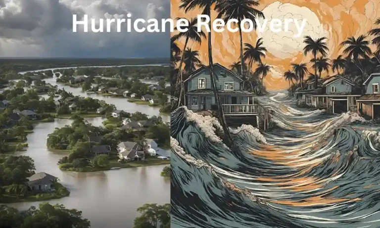 Image of a community coming together to rebuild homes after a hurricane, showcasing resilience and determination in the face of disaster during hurricane recovery.