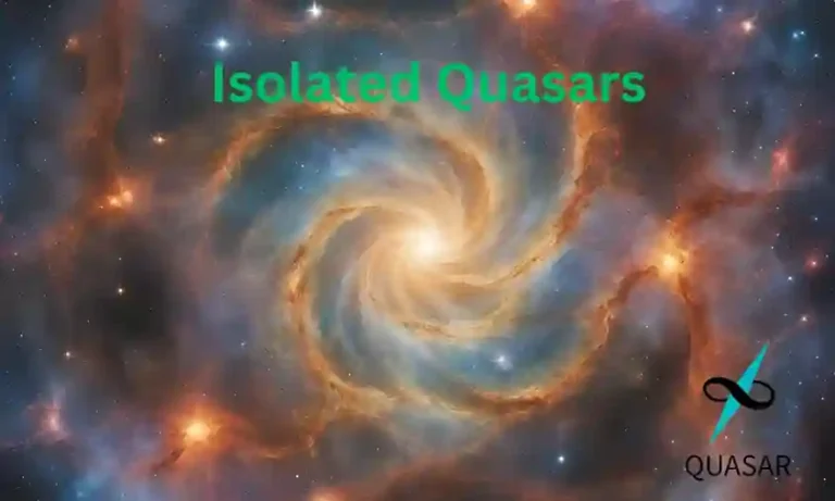 Isolated Quasars glowing brightly in the distant universe, surrounded by empty space, illustrating their unique nature and powerful energy emissions